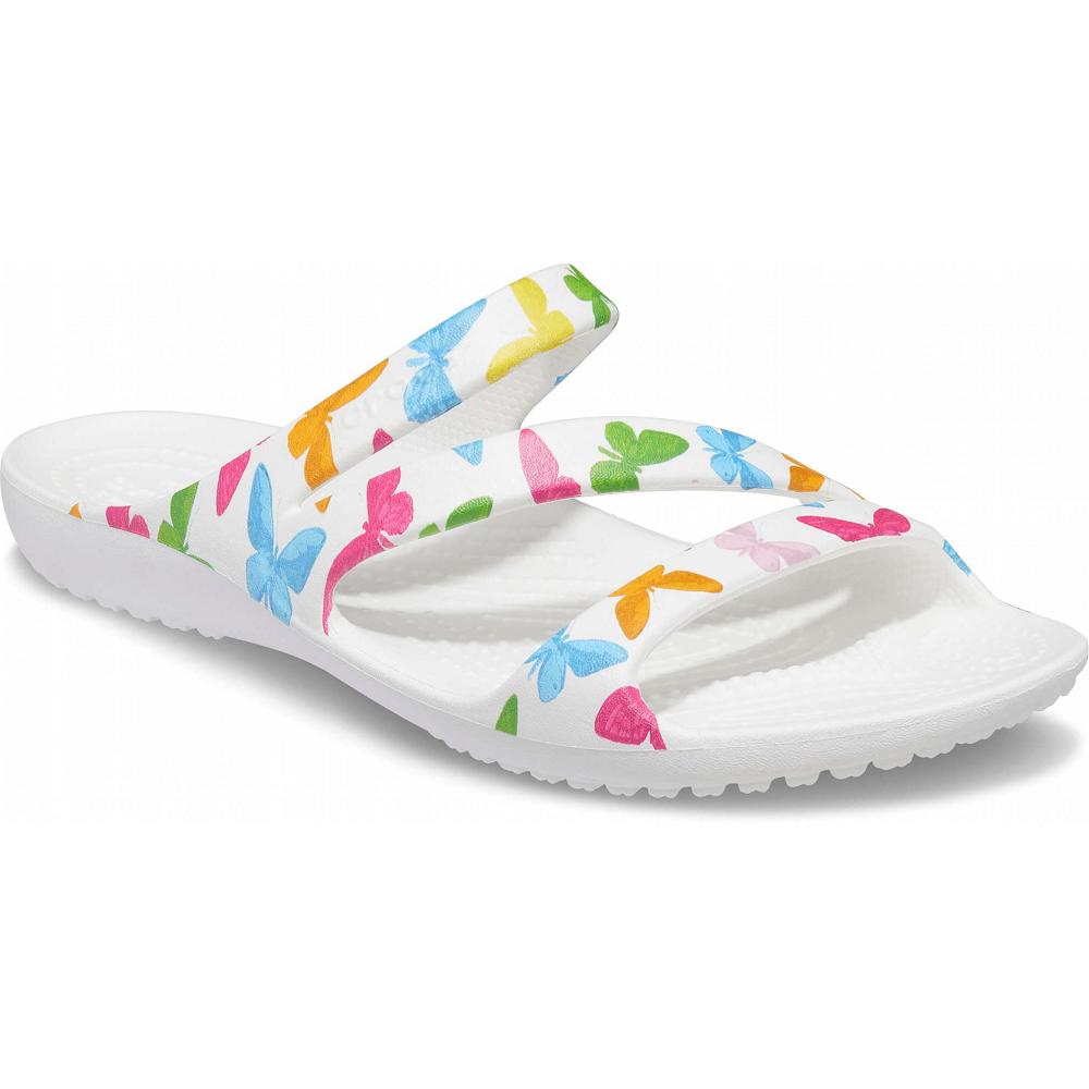 White / Multi Women's Crocs Women's Kadee II Graphic Sandal Slides | NZ 0599QMAZ